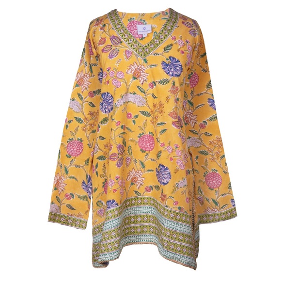 Pax Philomena Golden Beauty Floral Cotton Tunic Women’s Large - Picture 1 of 6